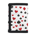 Red And Black Playing Card Suits Print Trifold Wallet