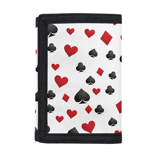 Red And Black Playing Card Suits Print Trifold Wallet