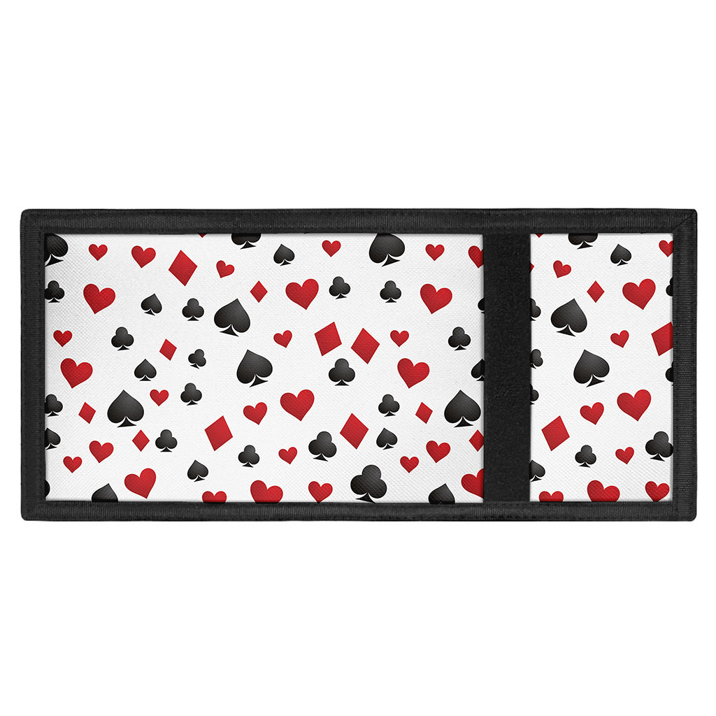 Red And Black Playing Card Suits Print Trifold Wallet