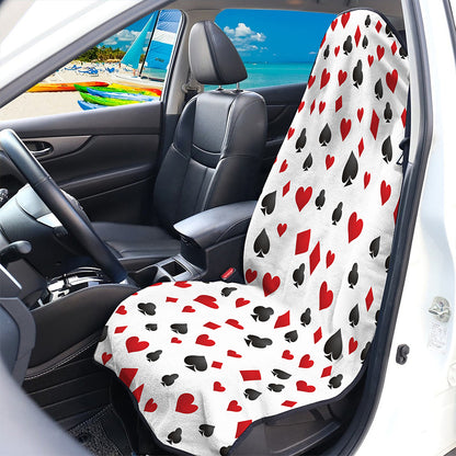 Red And Black Playing Card Suits Print Waterproof Car Seat Cover