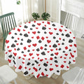Red And Black Playing Card Suits Print Waterproof Round Tablecloth