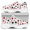 Red And Black Playing Card Suits Print White Chunky Shoes