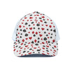 Red And Black Playing Card Suits Print White Mesh Trucker Cap