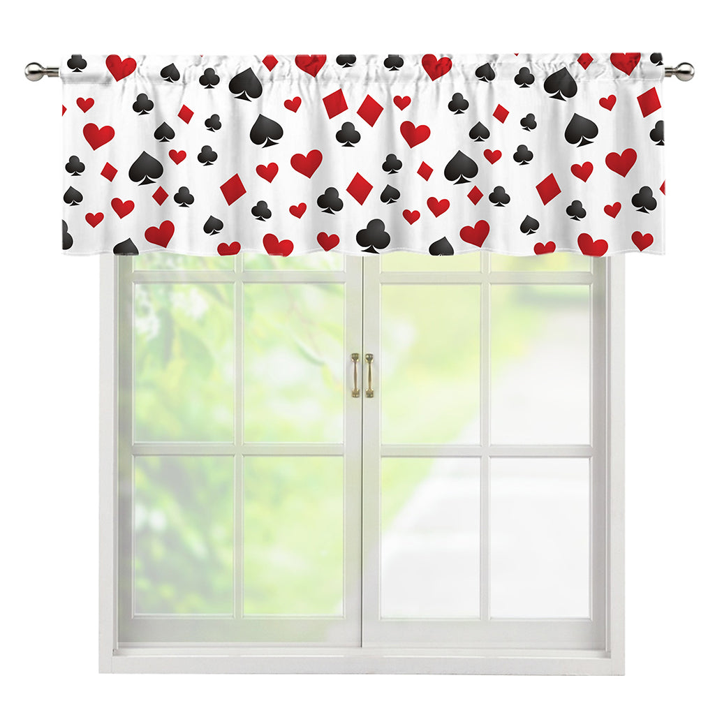 Red And Black Playing Card Suits Print Window Valance