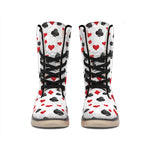 Red And Black Playing Card Suits Print Winter Boots