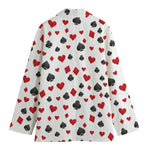 Red And Black Playing Card Suits Print Women's Blazer