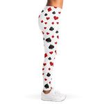 Red And Black Playing Card Suits Print Women's Leggings