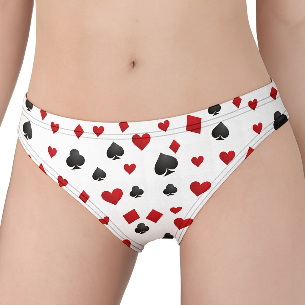 Red And Black Playing Card Suits Print Women's Panties