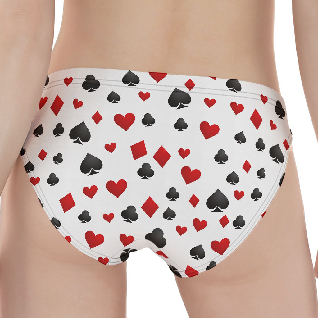 Red And Black Playing Card Suits Print Women's Panties