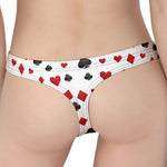 Red And Black Playing Card Suits Print Women's Thong