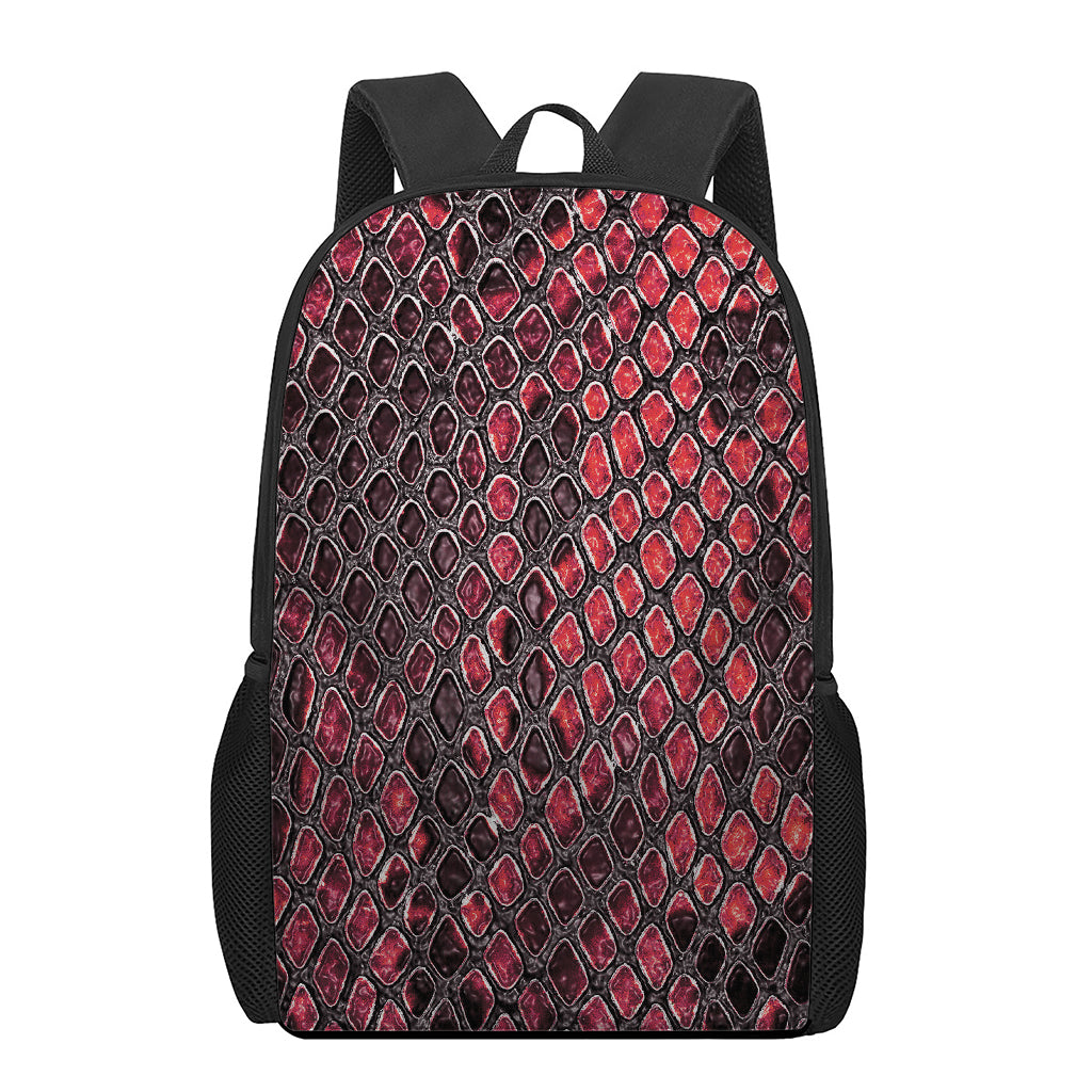 Red And Black Snakeskin Print 17 Inch Backpack
