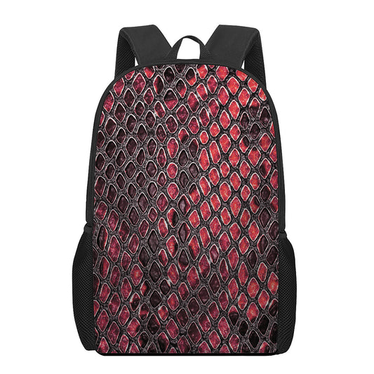 Red And Black Snakeskin Print 17 Inch Backpack