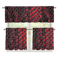 Red And Black Snakeskin Print 3 Piece Kitchen Curtains