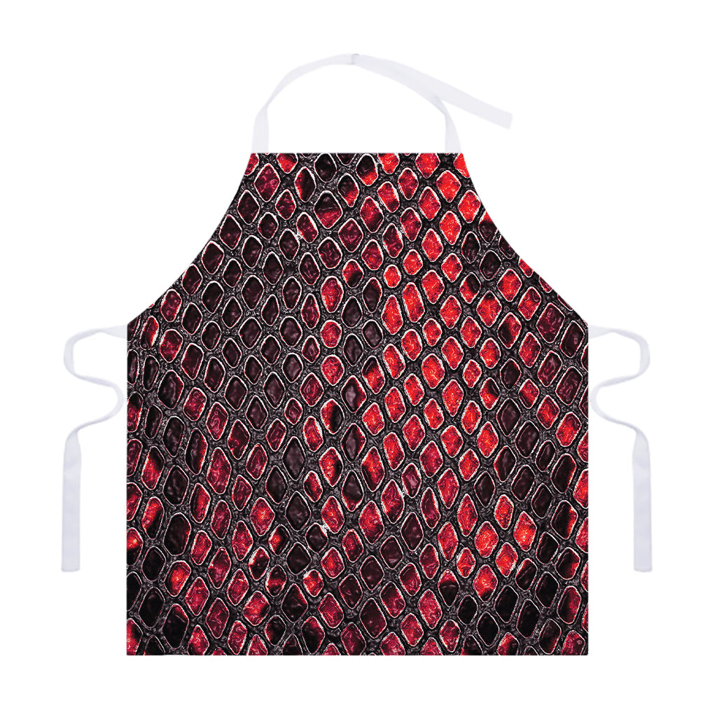 Red And Black Snakeskin Print Adjustable Apron
