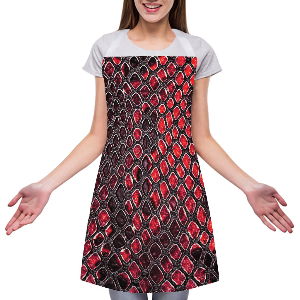 Red And Black Snakeskin Print Adjustable Apron