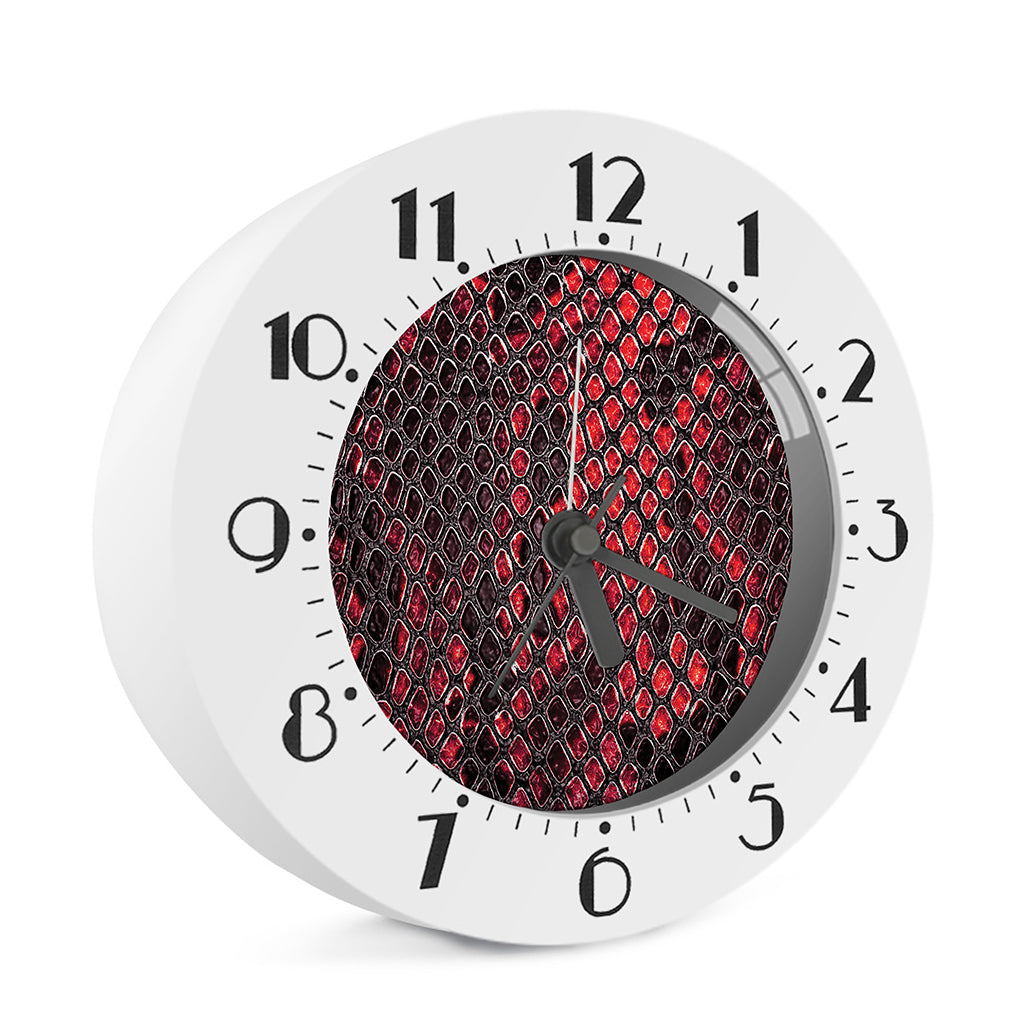 Red And Black Snakeskin Print Alarm Clock