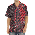 Red And Black Snakeskin Print Aloha Shirt