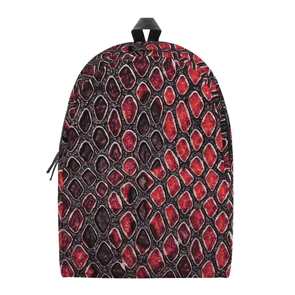 Red And Black Snakeskin Print Backpack