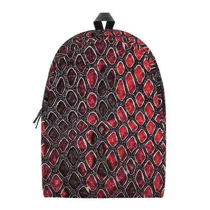 Red And Black Snakeskin Print Backpack