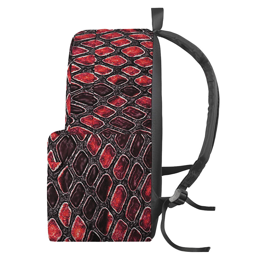 Red And Black Snakeskin Print Backpack