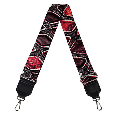 Red And Black Snakeskin Print Bag Strap