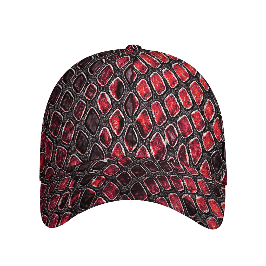 Red And Black Snakeskin Print Baseball Cap