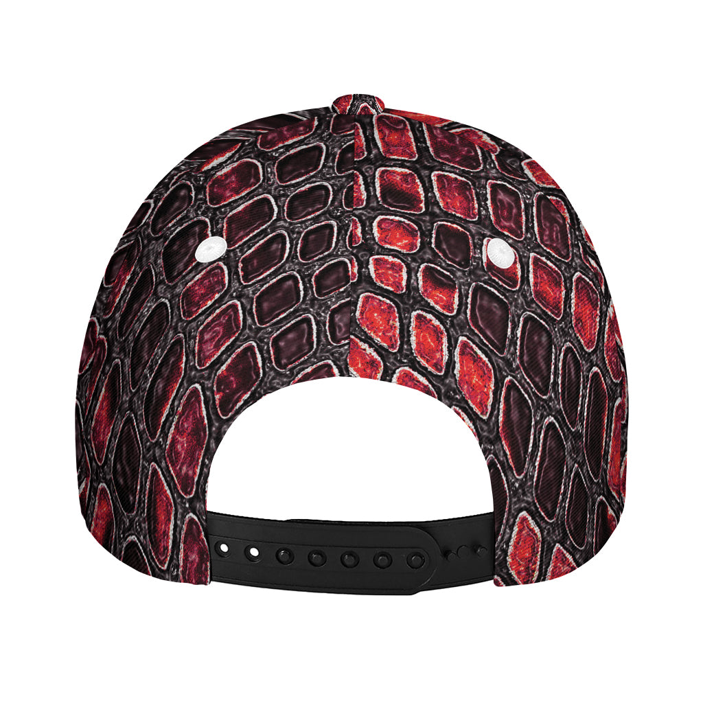 Red And Black Snakeskin Print Baseball Cap