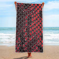 Red And Black Snakeskin Print Beach Towel