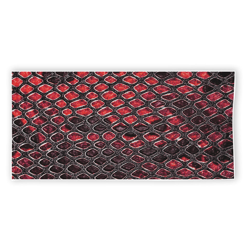 Red And Black Snakeskin Print Beach Towel