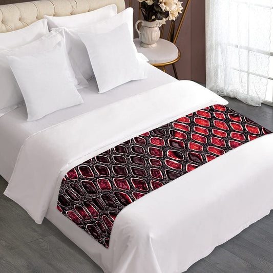 Red And Black Snakeskin Print Bed Runner
