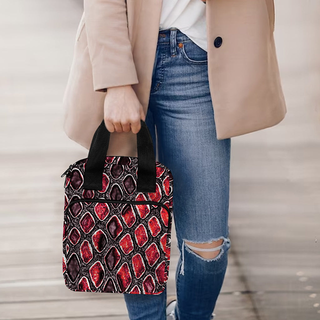 Red And Black Snakeskin Print Bible Tote Bag