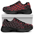 Red And Black Snakeskin Print Black Chunky Shoes