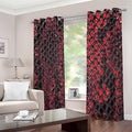Red And Black Snakeskin Print Dimout Grommet Curtains