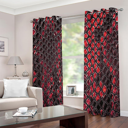 Red And Black Snakeskin Print Blackout Grommet Curtains