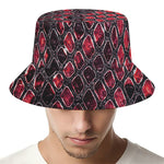 Red And Black Snakeskin Print Bucket Hat