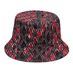 Red And Black Snakeskin Print Bucket Hat
