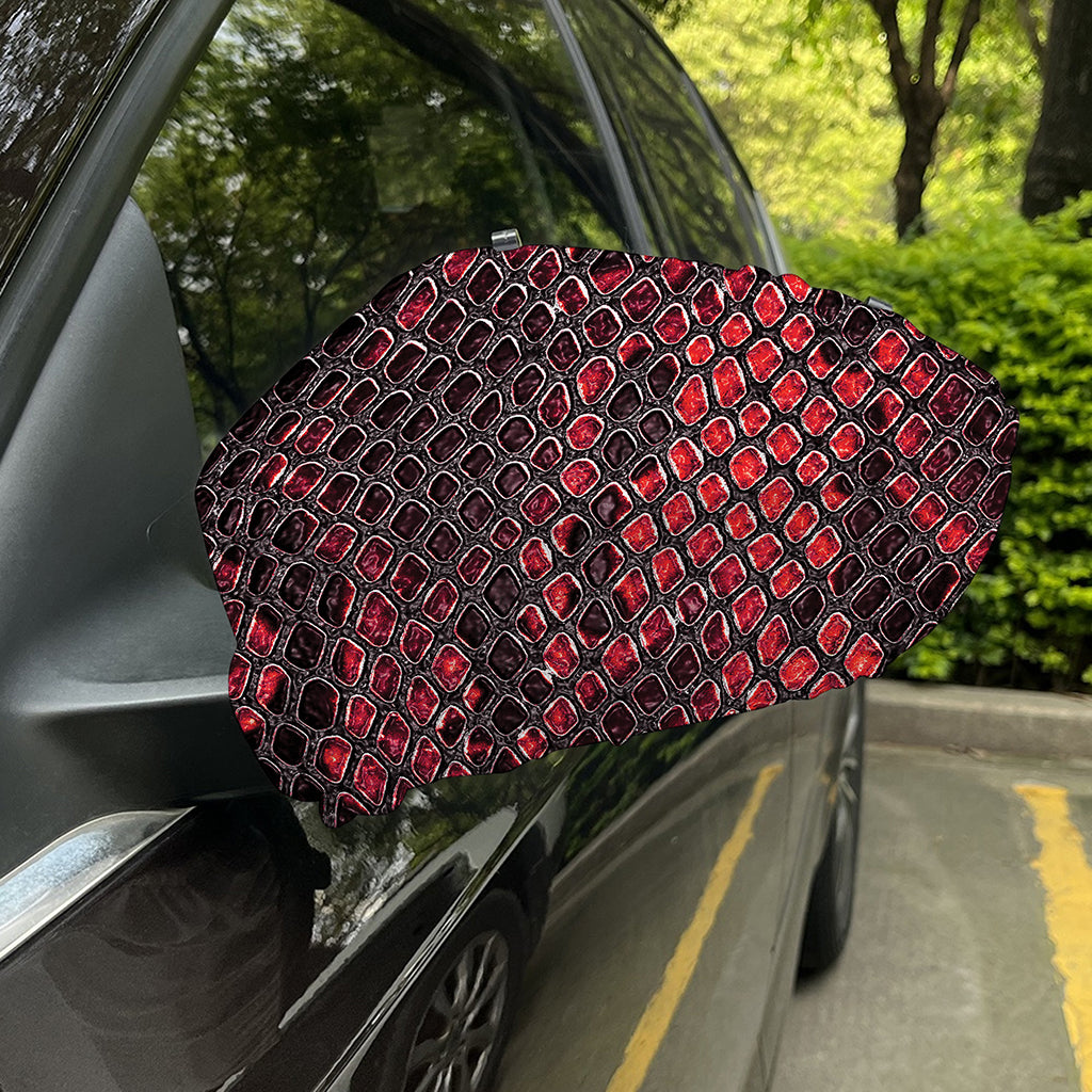 Red And Black Snakeskin Print Car Side Mirror Covers