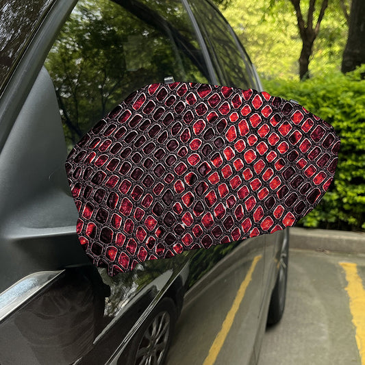 Red And Black Snakeskin Print Car Side Mirror Covers
