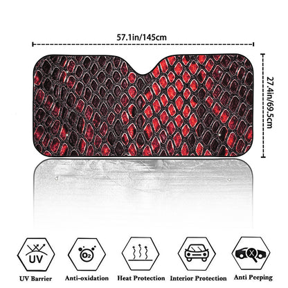 Red And Black Snakeskin Print Car Windshield Sun Shade