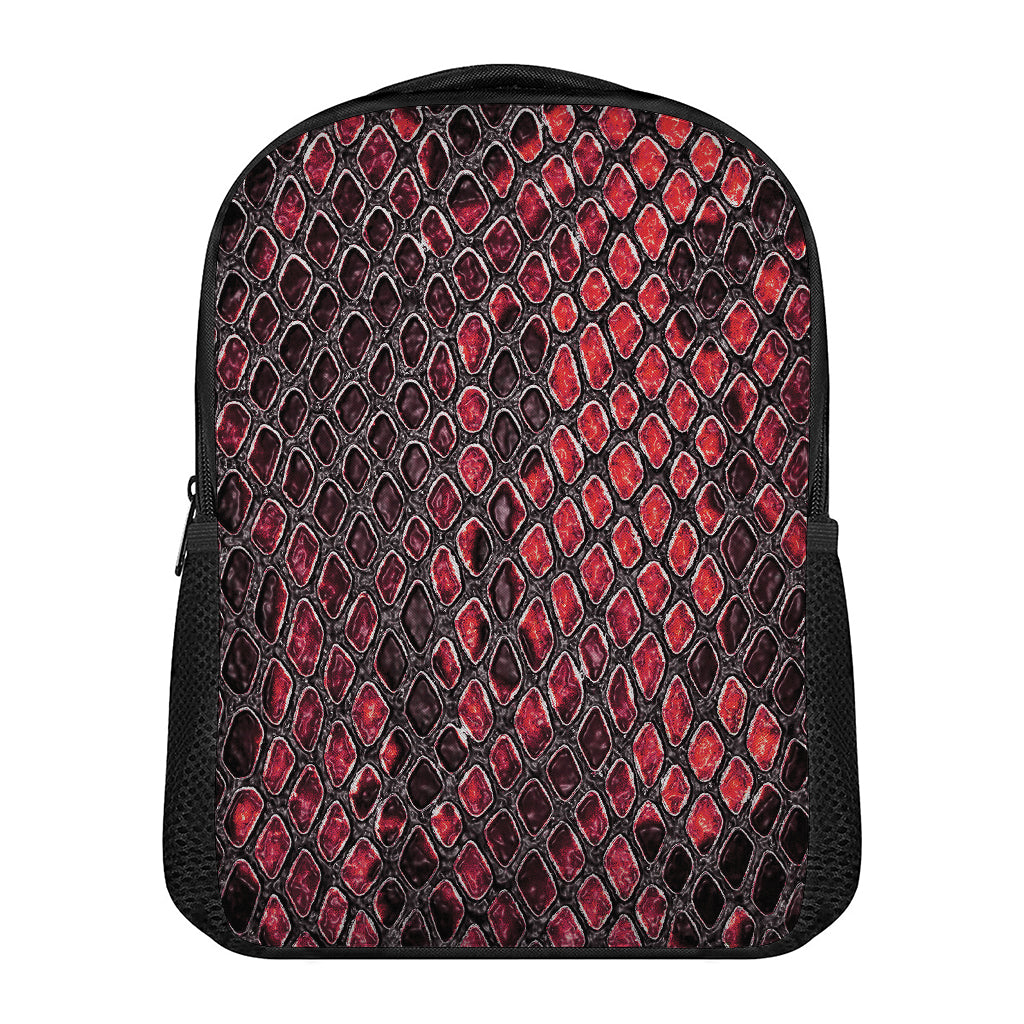 Red And Black Snakeskin Print Casual Backpack