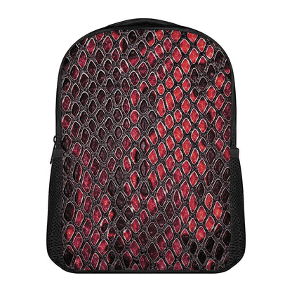 Red And Black Snakeskin Print Casual Backpack