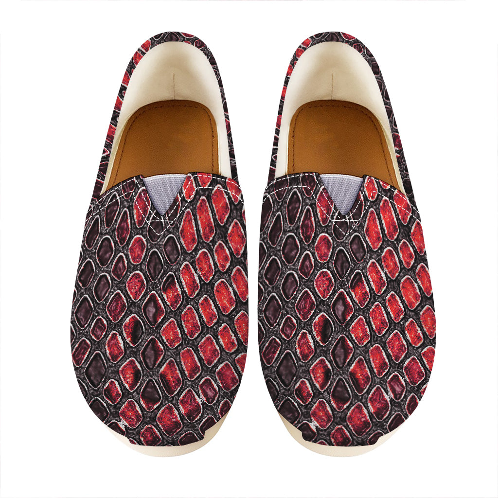 Red And Black Snakeskin Print Casual Shoes