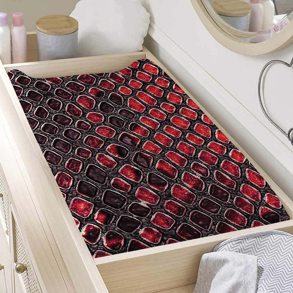 Red And Black Snakeskin Print Changing Pad Cover