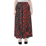 Red And Black Snakeskin Print Chiffon Maxi Skirt