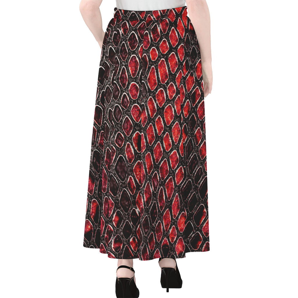 Red And Black Snakeskin Print Chiffon Maxi Skirt