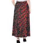 Red And Black Snakeskin Print Chiffon Maxi Skirt