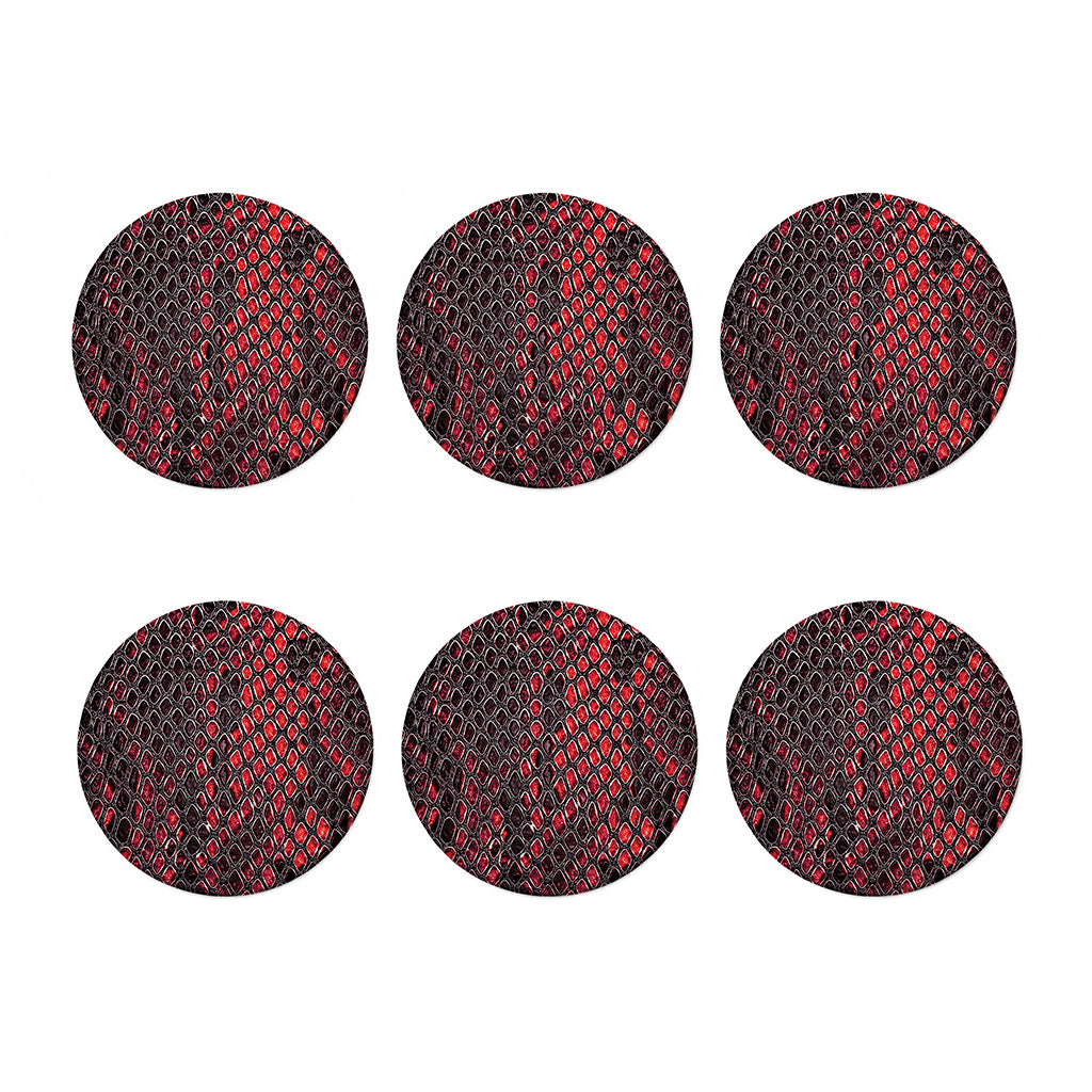 Red And Black Snakeskin Print Coaster Set