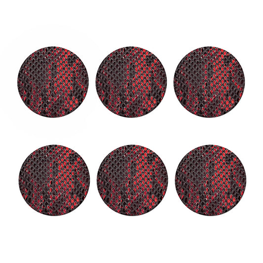 Red And Black Snakeskin Print Coaster Set