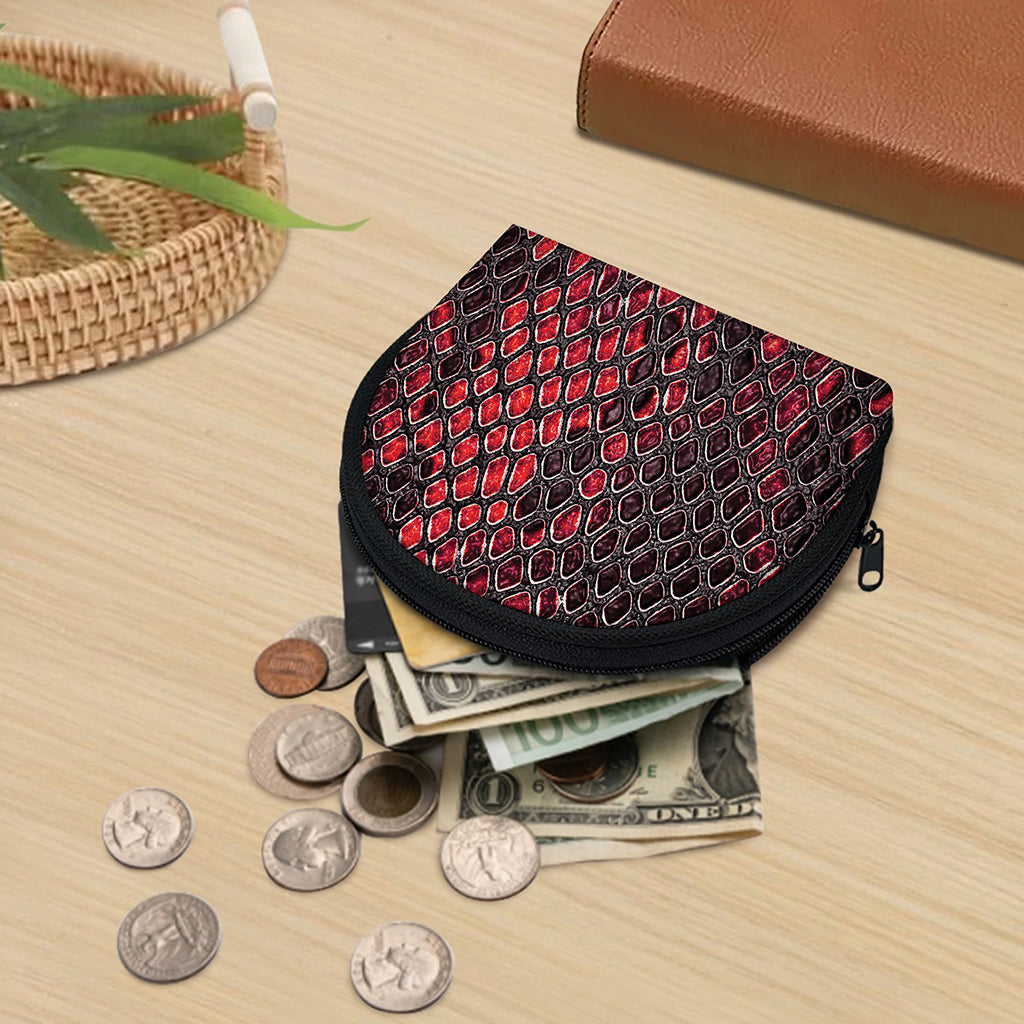Red And Black Snakeskin Print Coin Purse
