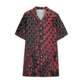 Red And Black Snakeskin Print Cotton Hawaiian Shirt